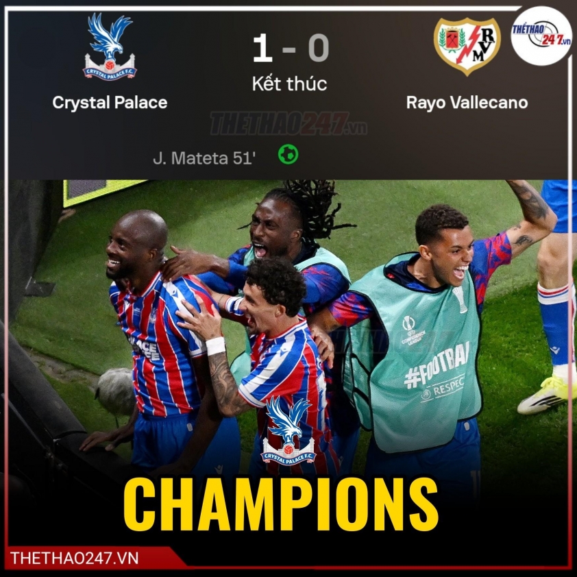 Quật ngã Rayo Vallecano, Crystal Palace vô địch Conference League 2025/26 839757